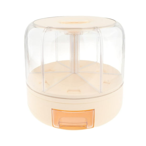 Contenedor de almacenamiento de alimentos Contenedor de almacenamiento de arroz 6 rejillas Dispensador de arroz giratorio de 360 degree para granos de café Amarillo