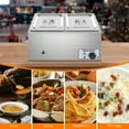 thumbnail image 3 of ROVSUN 21QT Electric Commercial Food Warmer, 2-Pan Stainless Steel Bain Marie Buffet Countertop 10.6 QT/Pan, 3 of 8