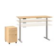 thumbnail image 3 of Bush Business Furniture Move 60 Series Height Adjustable Standing Desk with Storage in Maple, 3 of 7