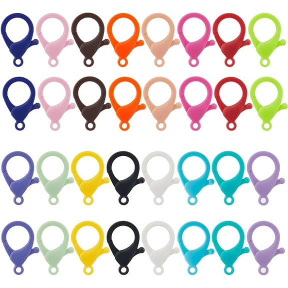 128Pcs 16 Colors Plastic Lobster Clasp Plastic Lobster Claw Clasps Plastic Jewelry Clasp Fasteners Swivel Hooks Plastic Clips Lanyard Snap Hooks for Jewelry Making Keychain DIY Supplies