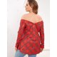 thumbnail image 3 of Botón a cuadros V-cuello ancha más tapa del tamaño Rosegal Blusas Tallas Grandes, 3 of 5