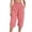 Pink, variant on Cotton Linen Capri Pants for Women Lightweight Elastic Waist Loose Fit Wide Leg Cropped Pants with Pockets Womens Capris