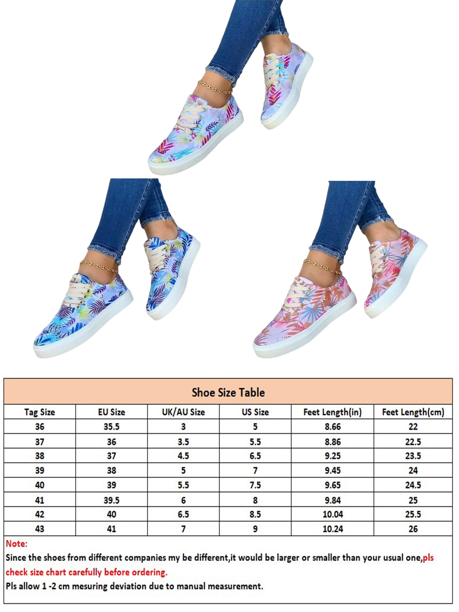 Avamo Ladies Running Shoe Breathable Athletic Shoes Sport Canvas Sneakers  Women's Flats Womens Lightweight Floral Sneaker Pink 5.5 