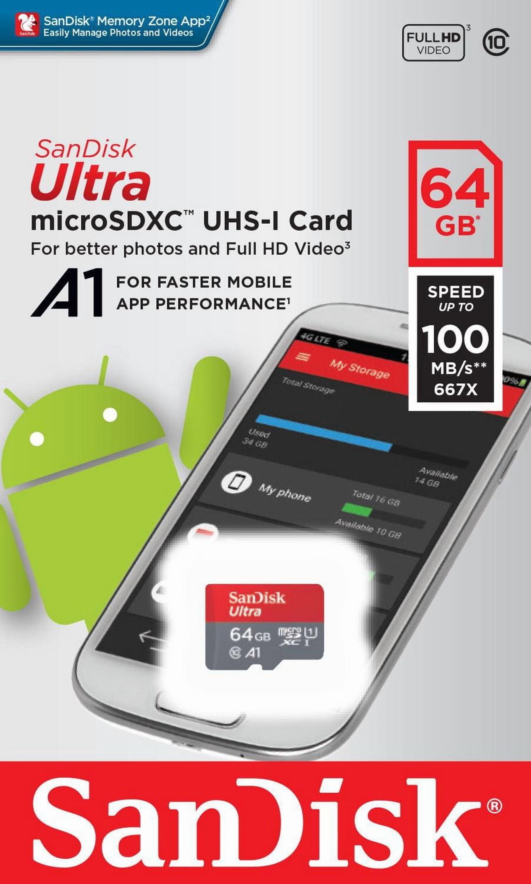 Carte SanDisk UltraMD microSDXCMC UHS-I de 64 Go Compatible avec Chromebook