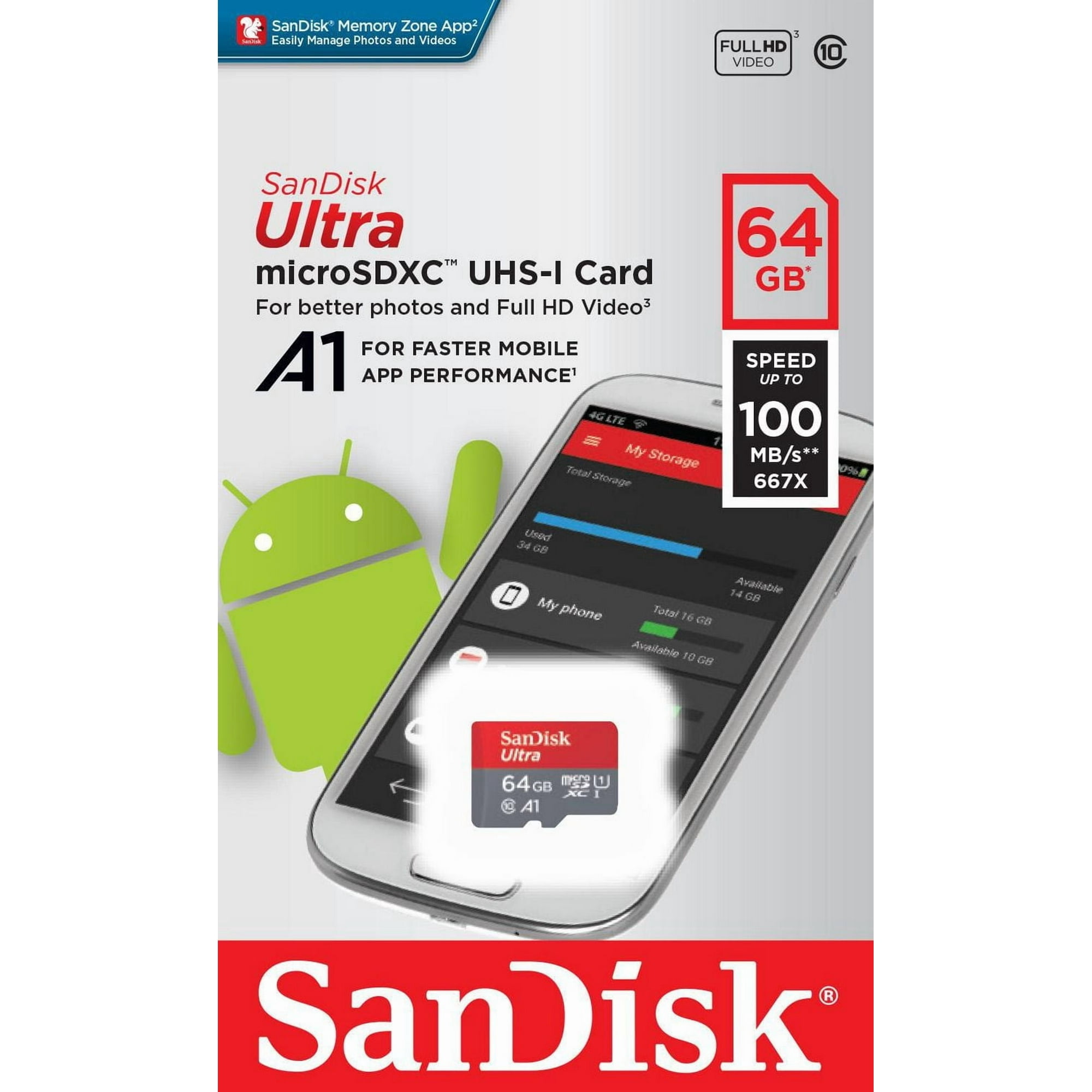 SanDisk Ultra® microSDXC™ UHS-I card, 64GB, Works with Chromebook