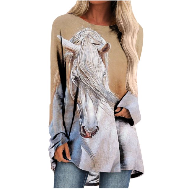 Blusa de manga larga con cuello redondo para mujer Pompotops gfhjh19505