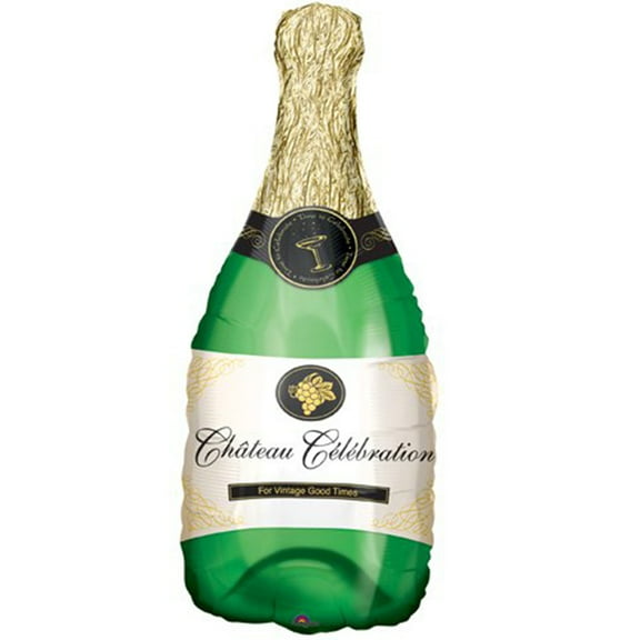 Amscan Champagne Bottle Super Shape Foil Balloon, 14in x 36in, 1ct