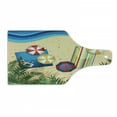 thumbnail image 1 of Graphic Beach Cutting Board, Tranquil Coast Fun Composition with Parasols Towels Bag Guitar and Camera, Decorative Tempered Glass Cutting and Serving Board, in 3 Sizes, by Ambesonne, 1 of 2
