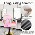 thumbnail image 5 of Salon Chair for Hair Stylist, Reclining Barber Chair for Barbershop 360 Swivel, Professional Height Adjustable Hair Salon Styling Chairs Multi-Function Shampoo Spa Beauty Equipment, Pastel Pink, 5 of 8