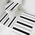 thumbnail image 3 of Black Grey Stripes Bath Mat 3 Piece Bathroom Rug Set, White Striped Vertical Modern Geometric Non Slip Bath Rug Contour Mat and Toilet Lid Cover, Absorbent Shower Mats Soft Bath Rugs and Mats Sets, 3 of 8