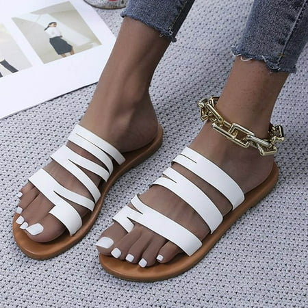 

Vedolay Slippers for Women Fashion Women s Wedge Toe Shoes 2023 Summer New Slippers Leisure Beach Shoes White 6.5