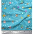 thumbnail image 1 of Soimoi Cotton Poplin Fabric Fish,Shell & Starfish Ocean Print Sewing Fabric Yard 56 Inch Wide, 1 of 3