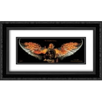 Fireman No Greater Love 2x Matted 22x10 Black Ornate Framed Art Print by Jason Bullard