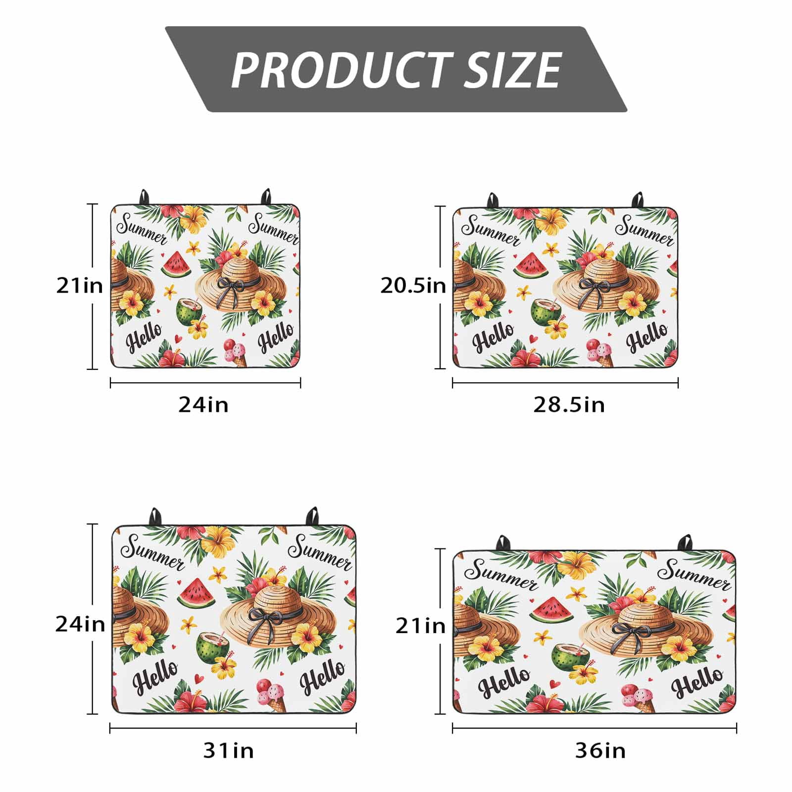 Summer Stove Top Cover for Electric Stove, Heat-proof & Non Slip Glass Top Stove Cover Protector, Tropical Plants Watermelon Coconut Straw Hat Kitchen Flat Cooktop Rubber Mat 31x24 Inches