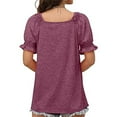thumbnail image 5 of Babysbule Women Summer Tops Shirts Womens Casual Solid Color Square Neck Short Sleeve Tops Blouses, 5 of 7