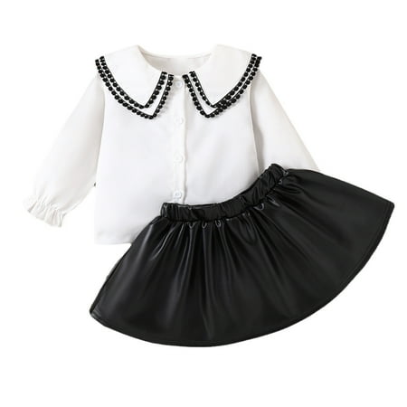 

Gvdentm Toddler Girl Dress 2PC Set Outfit for Kids Solid Color Cotton Blend Soft Baby Clothes Outfit Clearance K-White (2-6 Years)