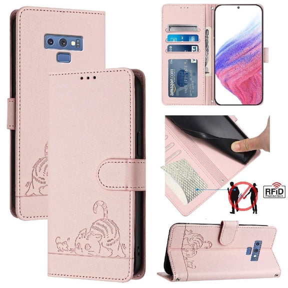Flip case for GANGXUN Samsung Galaxy Note 9 Wallet Case with Kickstand, Card Slots, RFID Block, Cat Design