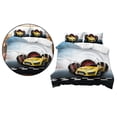 thumbnail image 2 of Juego de cama sólido con estampado , juego de cama para el hogar, patrón encantador con motocicleta 3 piezas 200x200cm amarillo Zulema funda nórdica funda de almohada, 2 of 7