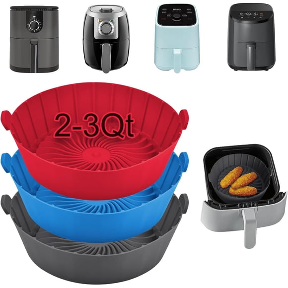 Doublures en Silicone pour Friteuse à Air Chaud de 2 Qt, Lot de 3 Doublures Antiadhésives en Papier Parchemin pour Friteuse à Air Compatibles avec Ninja AF080 Mini, Instant Vortex 2 Qt, CHEFMAN Small, COSORI Small