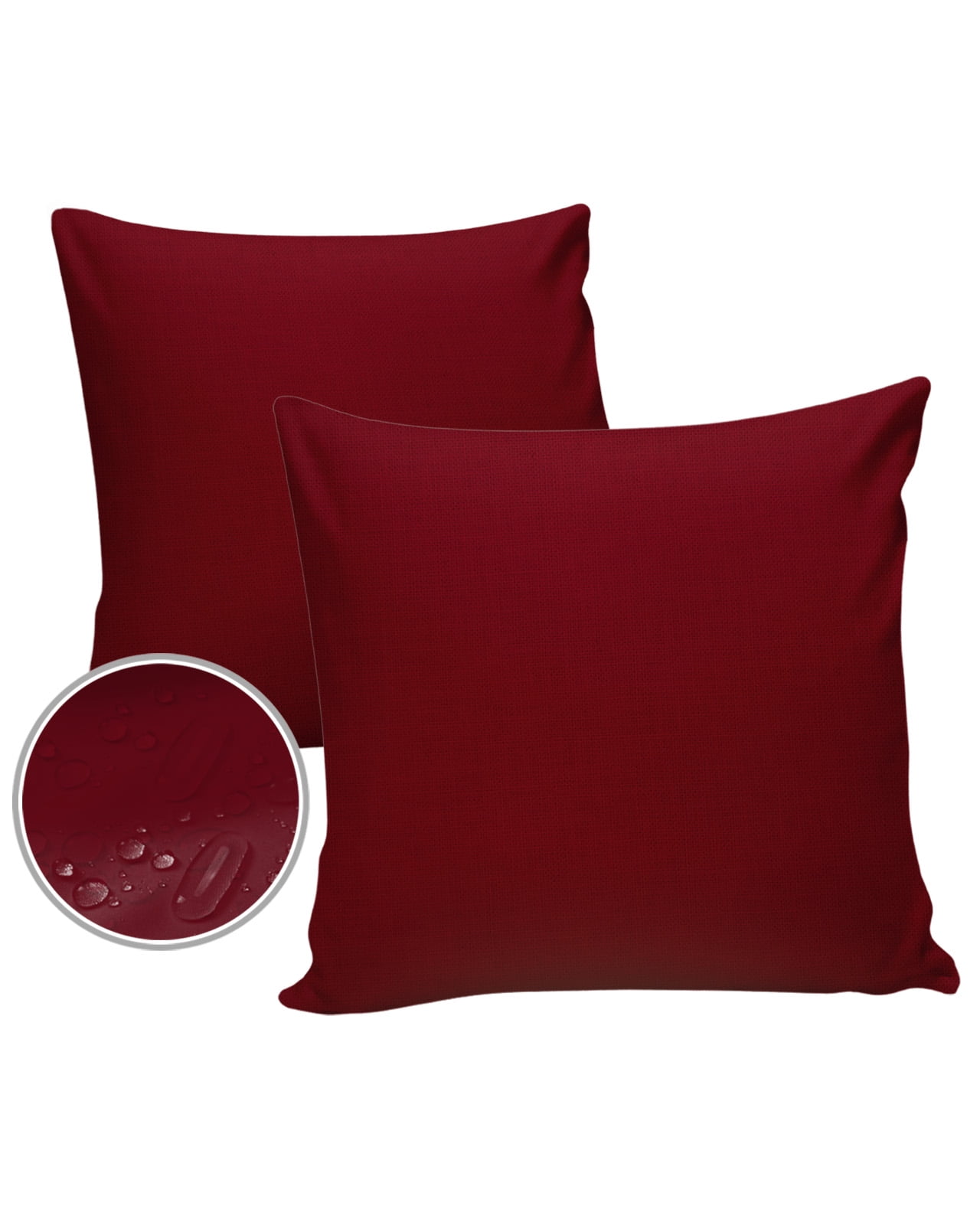 Minimalist Art Burgundy Red Color Outdoor Pillow Covers Waterproof Throw Pillow Cover 18x18in Set of 2,Square Decorative Pillowcases Cushion Case for Patio Sofa Couch,Solid Pure Dark Maroon