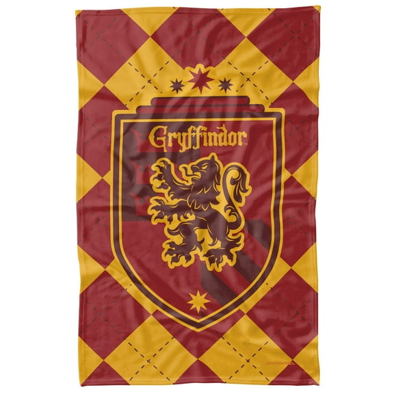 Harry Potter Gryffindor Plaid Sigil Fleece Blanket 36' x 58',Gryffindor Plaid Sigil