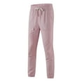 thumbnail image 2 of Jinhomg Men Straight Fit Pants Fashion Quick Dry Joggers Pant Lightweight Loose Workout Sweatpants Drawstring Hiking Trousers with Zipper Pockets Pink,L, 2 of 4