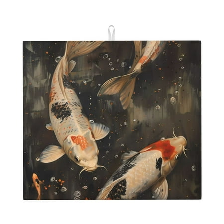 

Goofa Dish Drying Mat Super Absorbent Drying Mat Large Dish Drying Mats for Kitchen Counter Easy Clean Dish Mat Kitchen Drying Mat 16 x 18 ( Koi Fish Tranquility )