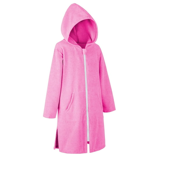 Toalla con capucha para niños Miss Shorthair con cremallera rosa 11-13