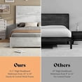 thumbnail image 4 of Papajet Queen Size Wood Bed Frame with 51.2" Rustic Headboard & Wood Slats, Antique White, 4 of 6