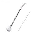 thumbnail image 1 of Stainless Steel Straw Spoon Coffee Beverage Stirring Spoon Milk Tea Filtering Straw Spoon With Straw Brush, 1 of 2