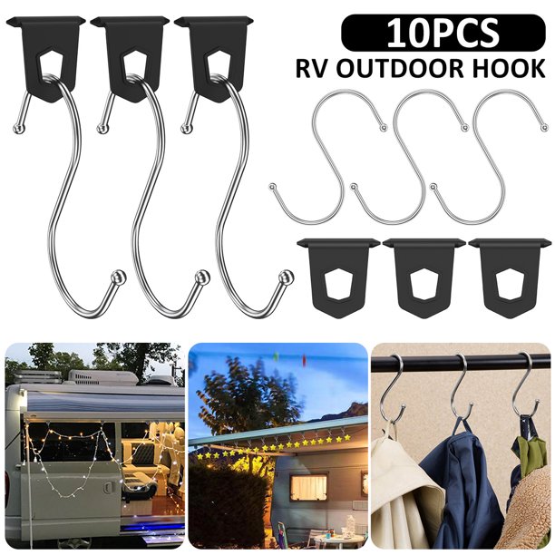 Muyoka 10 Uds. De ganchos para toldo de caravana, ganchos para toldo de caravana de alta resistencia, forma de S portátil y duradera Muyoka Hogar