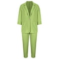 thumbnail image 2 of safuny Women's Workout Elegant Business Suit Sets 2Pc Retro Wide Leg Pants Fashion Spring Solid Pocket Holiday Long Sleeve Lapel Blazer Coat Casual Relaxed Green M, 2 of 7