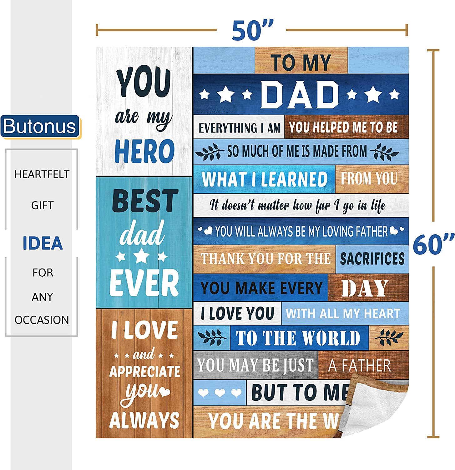 Wisegem Dad Gifts from Daughter - Dad Blanket from Daughter 60x50 -  Birthday Gifts for Daddy - Gifts for Dad Who Wants Nothing - Father Gifts -  Best