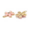thumbnail image 3 of 10 pc Brass Micro Pave Clear Cubic Zirconia Pendants with Enamel Flower Real 18K golden Plated 16x13x3mm Hole: 1.5mm, 3 of 3