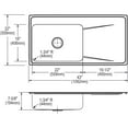 thumbnail image 6 of Elkay Lustertone Classic Stainless Steel 43" x 22" x 7-5/8", Single Bowl Drop-in Sink with Drainboard, 6 of 7