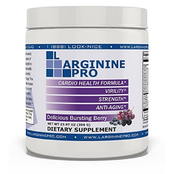 L-ARGININE PRO Powder Jars - 5500mg L-Arginine, 1100mg L-Citrulline Cardio Health, Grapeberry, 1 Jar