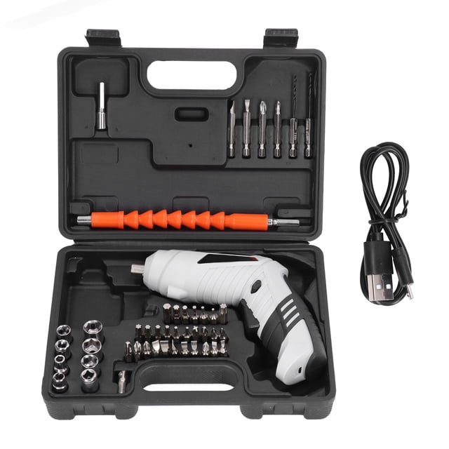 Destornillador eléctrico Rawiri Mini juego de destornilladores recargables con batería de litio USB plegable 3,6 V blanco