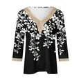 thumbnail image 4 of Ruimatai Women's Casual Lace V-Neck Printed 3/4 Sleeve Loose Blouse Top Comfortable Fashion Tunic Shirt, 4 of 5