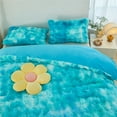 thumbnail image 3 of RYNGHIPY Fuzzy Comforter Set for Girls Queen 3pcs Faux Fur Bedding Set Tie Dye Teal Plush Bed Comforter Set Winter Bubble Bedding with Pi1lowcases, 3 of 8