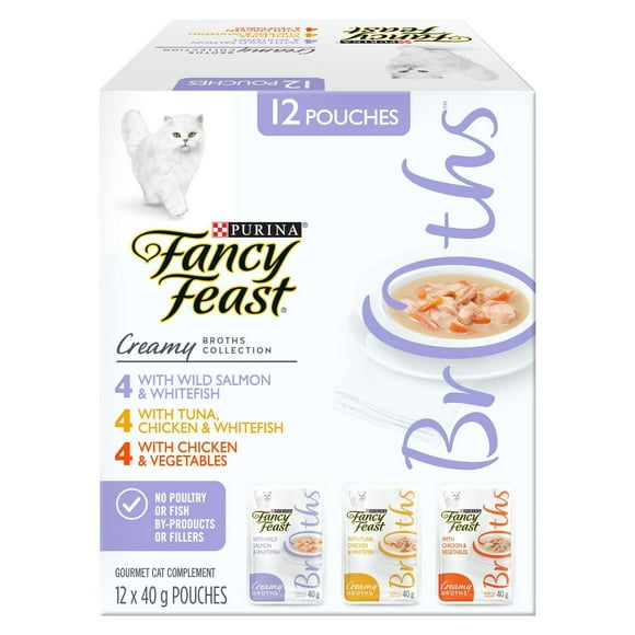 Fancy Feast Creamy Broths Collection Gourmet Wet Cat Food Complement 12 X 40g, 12 X 40g