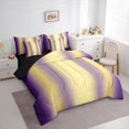 thumbnail image 3 of Homewish Wave Striped Lines 7 Pieces Bedding Comforter Set,Modern Abztract Geometric Full Bedding Set,Purple Yellow Fitted Sheet Flat Sheet For Teens,Super Cozy Room Decor Reversible, 3 of 8