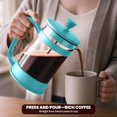 thumbnail image 4 of French Press Espresso and Tea Maker with Triple Filters Stainless Steel Plunger and Heat Resistant Borosilicate Glass Aqua 34-oz (Pack of 1 ), 4 of 7