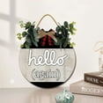 thumbnail image 2 of Eveokoki 11" Rustic Sign Hello Welcome Sign Door Decor Wooden Front Door Hanger Wall Art Door Hanging Fall Winter Farmhouse Indoor Outdoor Home Porch Yard Decor, 2 of 5