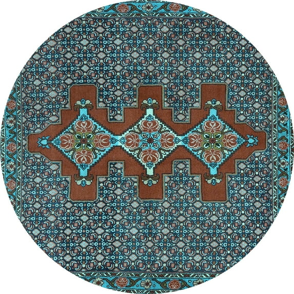 Ahgly Company Indoor Round Persian Light Blue Traditional Area Rugs, 3' Round