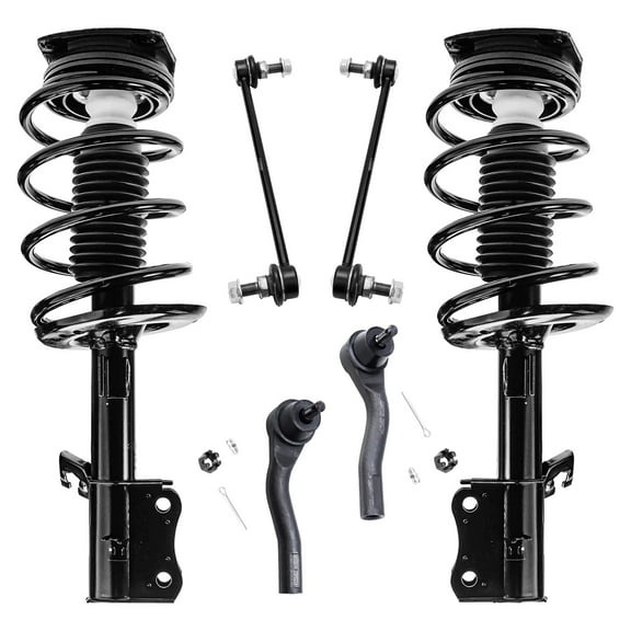 Detroit Axle - 6pc Front Struts Kit for 2007-2012 Nissan Sentra [Base S SL SR] 2 Front Struts w/Coil Spring 2 Sway Bar Links 2 Outer Tie Rods 2008 2009 2010 2011 Replacement Ready Struts