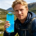 thumbnail image 3 of Collapsible Reusable Leakproof Foldable Water Bottle with Clasp for Outdoor Sports Camping Traveling Biking(Blue,700ML / 23.7Oz), 3 of 5