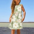 thumbnail image 2 of Girls' Dresses 9-10 Fashion Cute Spring And Summer Printed Round Neck Sleeveless Casual A Line Green Sundress, 2 of 5