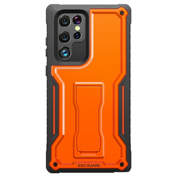 ExoGuard For Samsung Galaxy S22 Ultra Case, Full-Body Phone Case with Kickstand (Orange)