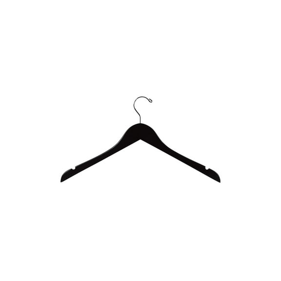 SSWBasics 17 Inch Black Wood Hangers - Case of 50 Dress Hangers  Elegant Wooden Dress Hangers