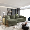 thumbnail image 3 of CARZZI LIFE 102.4'' Oversized Corduroy Couch, Modular Sectional Sofa with Ottoman, Upholstered 4 Deep Seat L Shape Sofa, Convertible Cloud Couches with Chaise Lounge for Living Room, Apartment, Green, 3 of 13